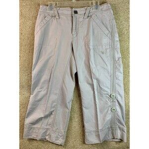 Mountain Hardwear Women's Beige Khaki Zip-Front Capri Hiking Pants 8 Gorpcore